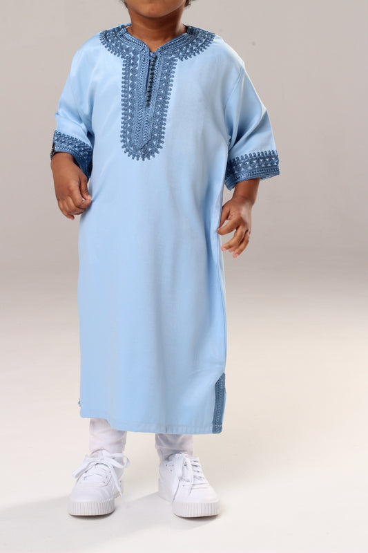 Gandoura - Babyblau/dunkles Muster