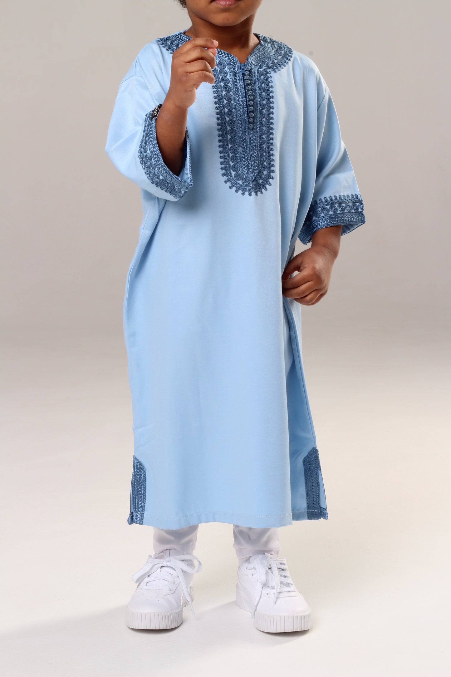 Gandoura - Babyblau/dunkles Muster
